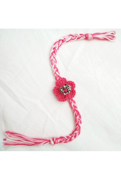 Happy Threads Handcrafted Crochet Raakhi- PINK